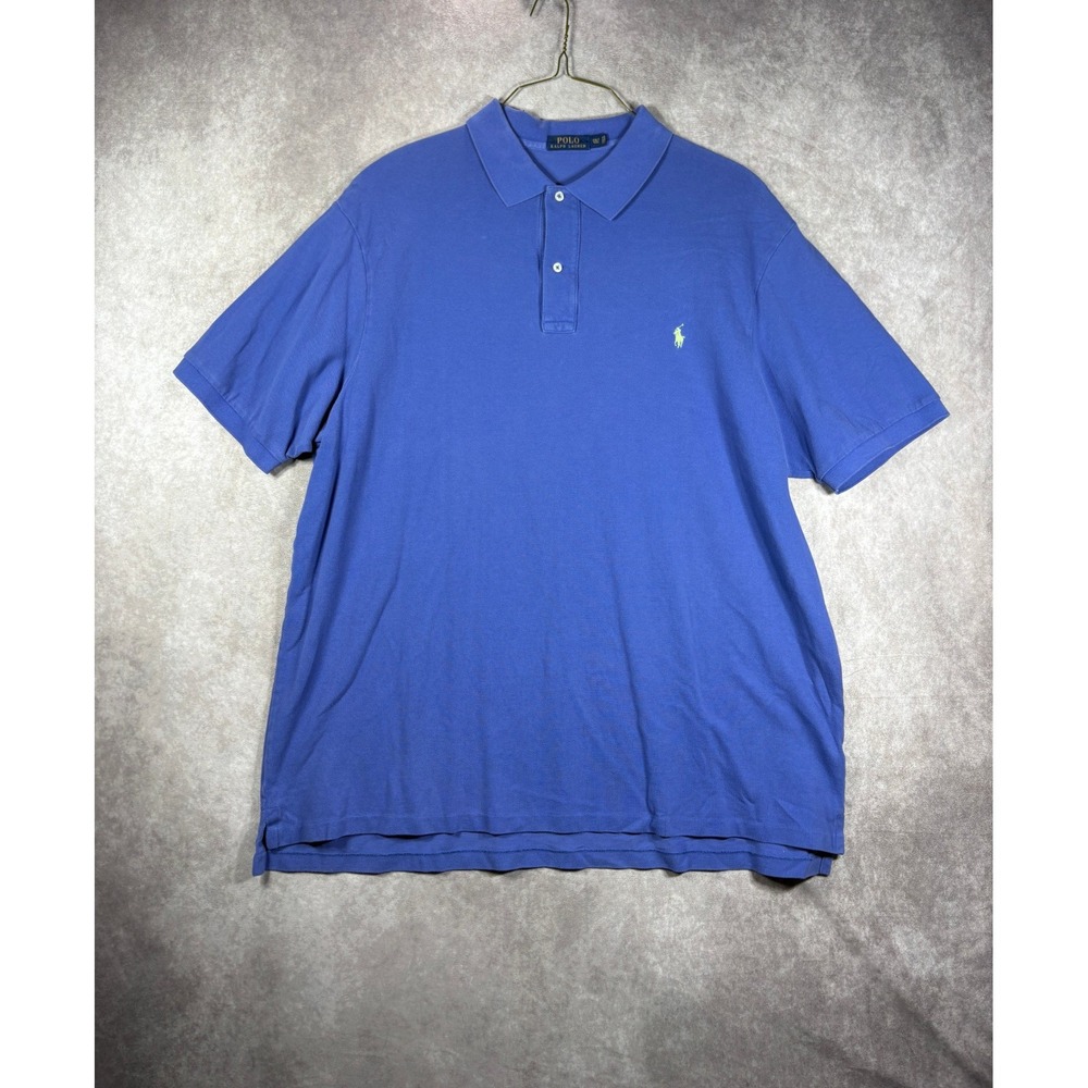 Polo Ralph Lauren Polo Shirt Men 2XLT Blue Short Sleeve Pique Cotton Classic Fit